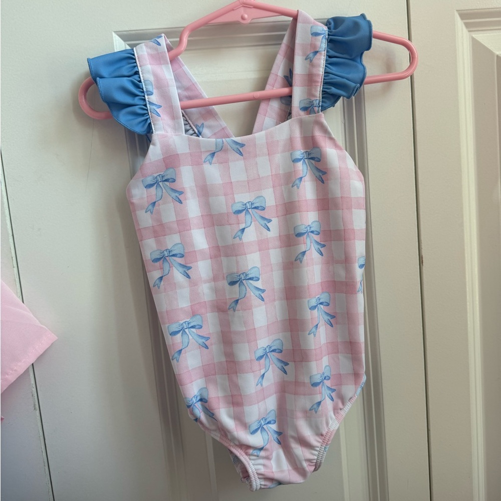 Southern Smocked Co Gingham and bows swimsuit